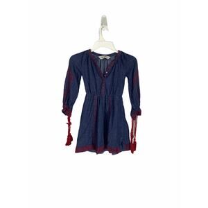 Jak & Peppar Denim Embroidered Tassel Tie Dress